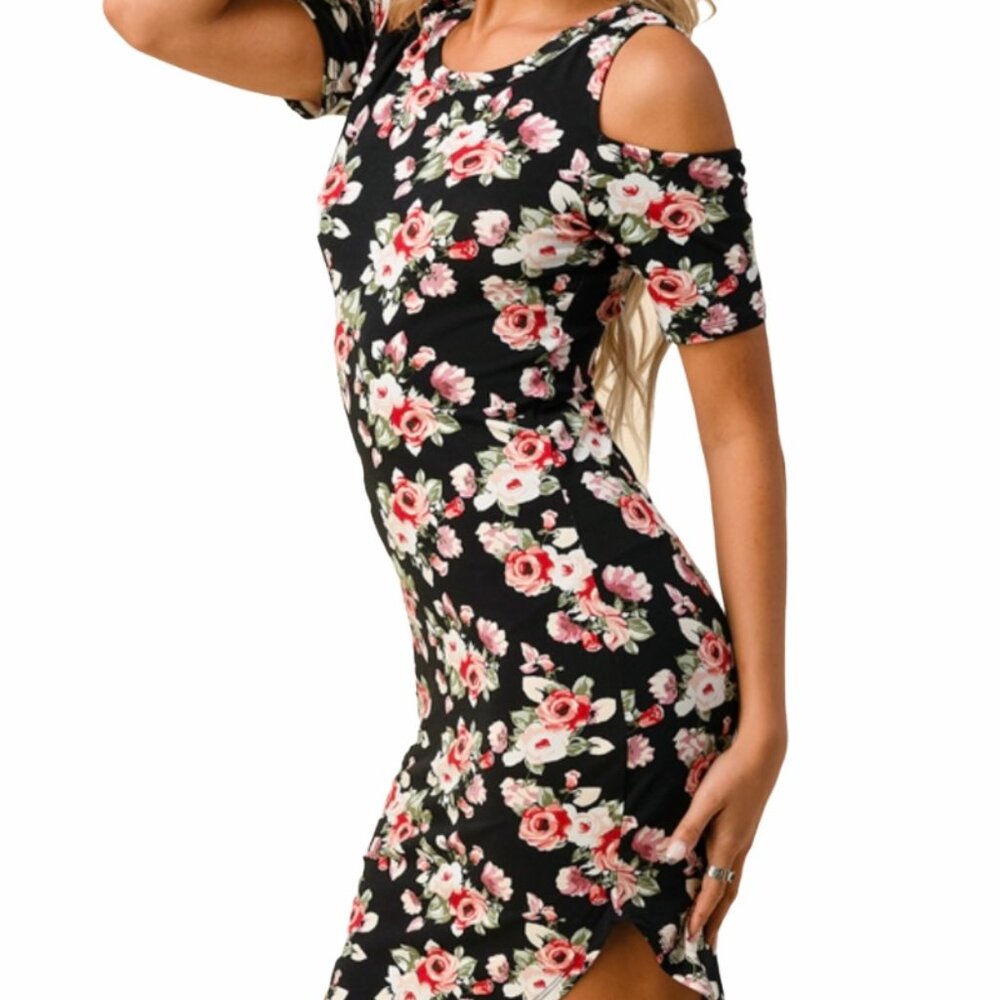 Floral Cold Shoulder Dress